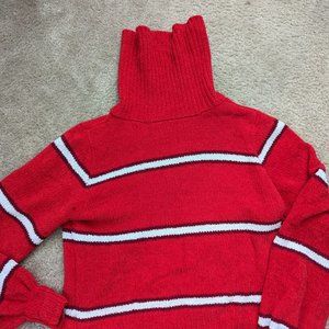 Wild Fable Cropped Red Stripe Turtle Neck - Size L